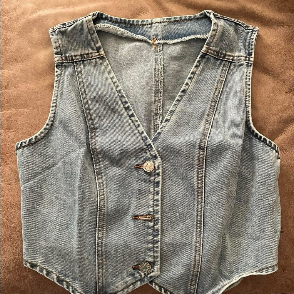 Denim Button-Up Vest